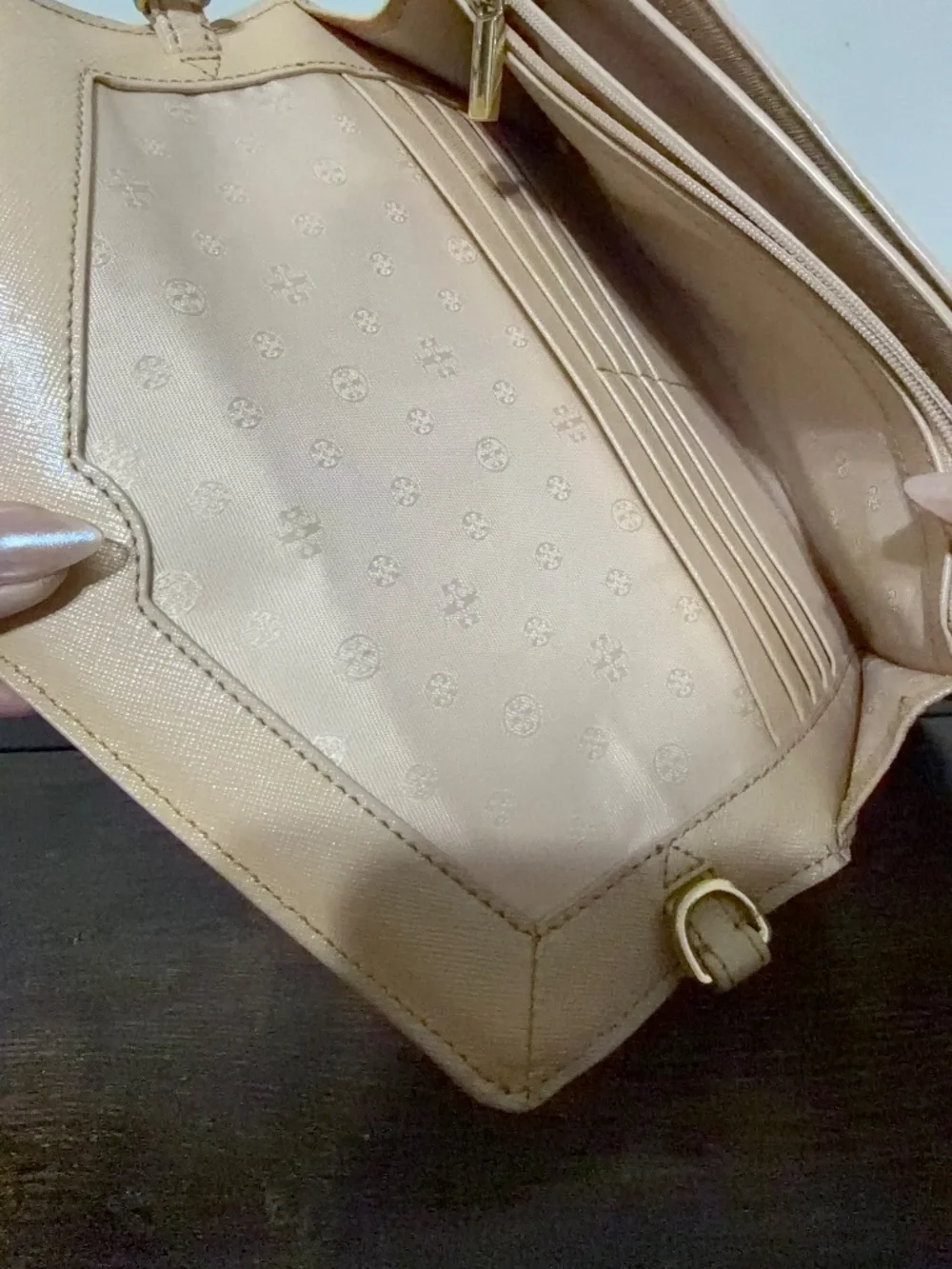 Tory Burch Beige Envelope Clutch